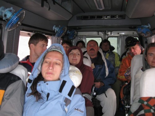 Inside minibus